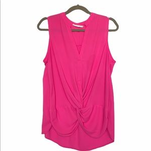 EUC LUSH bright neon pink twist front sleeveless v neck blouse top M